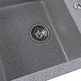 Гранітна мийка для кухні Platinum 7850 TROYA матова Сіра, фото 6