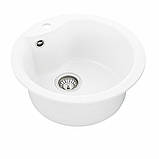 Гранітна мийка для кухні Platinum 480 TURAS матова Білосніжна, фото 5