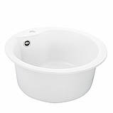 Гранітна мийка для кухні Platinum 480 TURAS матова Білосніжна, фото 6