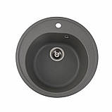 Гранітна мийка для кухні Platinum 510 LUNA матова Сірий мусон, фото 5