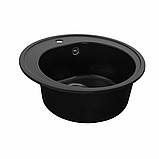 Гранітна мийка для кухні Platinum 510 LUNA матова Чорна, фото 5