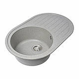 Гранітна мийка для кухні Platinum 7750 LIRA матова Сіра, фото 2