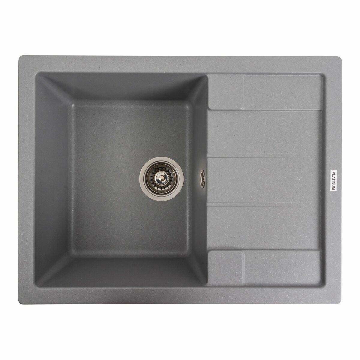 Гранітна мийка для кухні Platinum 6550 INTENSO матова Сірий металік, фото 1