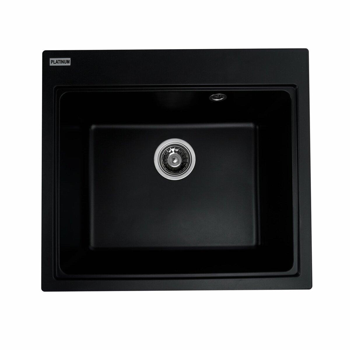 Гранітна мийка для кухні Platinum 5852 VESTA матова Чорна, фото 1