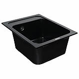 Гранітна мийка для кухні Platinum 4050 KORRADO матова Чорна, фото 4