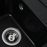 Гранітна мийка для кухні Platinum 4050 KORRADO матова Чорна, фото 5