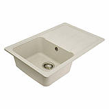 Гранітна мийка для кухні Platinum 7850 VERONA матова Біла в крапку, фото 5