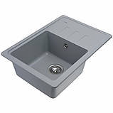 Гранітна мийка для кухні Platinum 6243 LIANA матова Сірий металік, фото 2