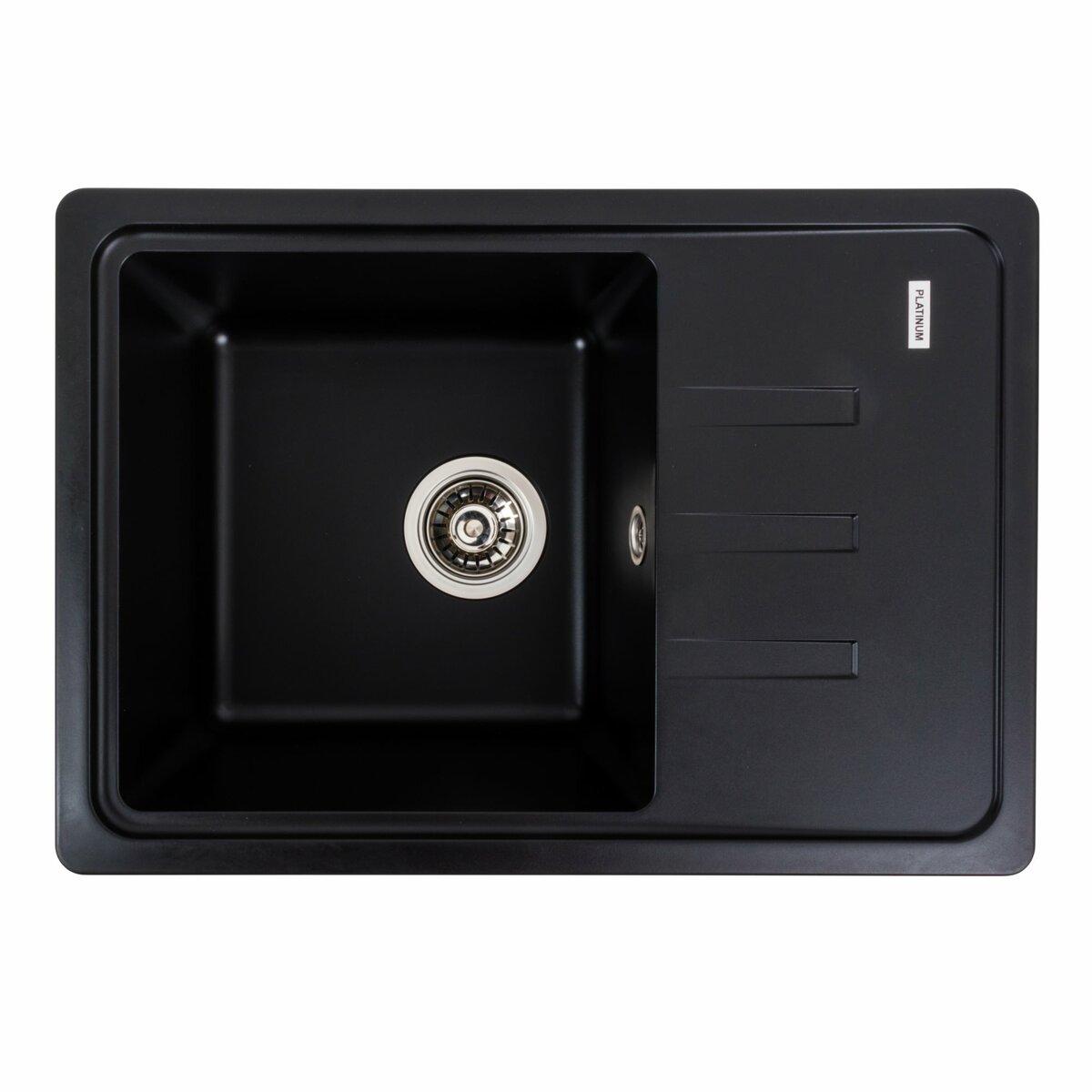Гранітна мийка для кухні Platinum 6243 LIANA матова Чорна, фото 1