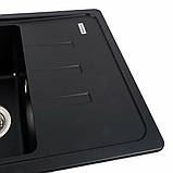 Гранітна мийка для кухні Platinum 6243 LIANA матова Чорна, фото 4