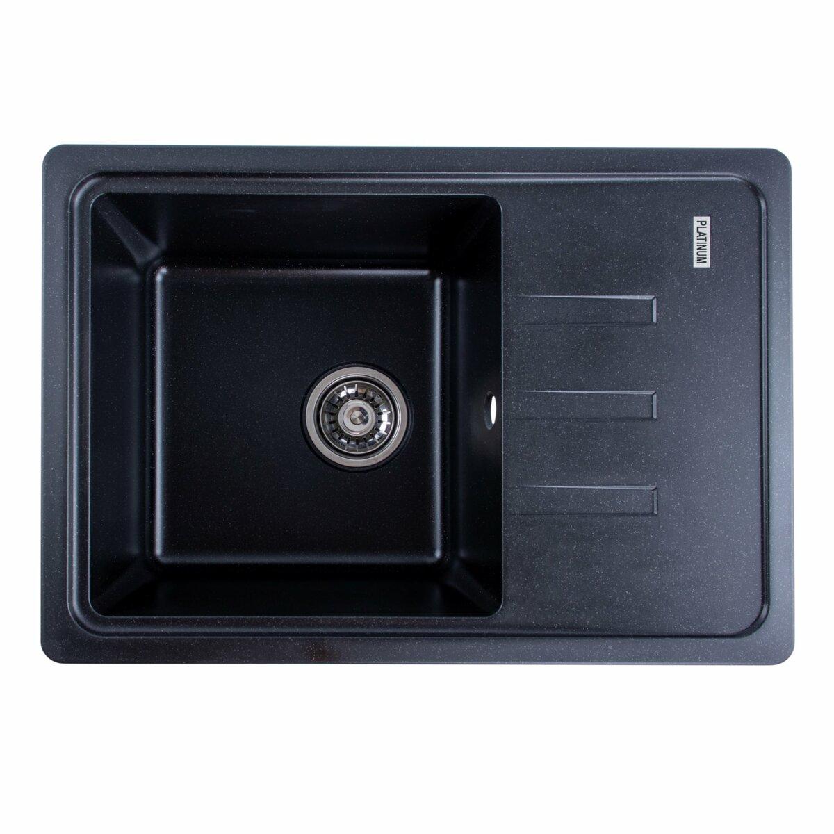 Гранітна мийка для кухні Platinum 6243 LIANA матова Чорний металік, фото 1