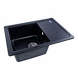 Гранітна мийка для кухні Platinum 6243 LIANA матова Чорний металік, фото 4
