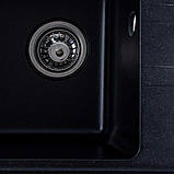 Гранітна мийка для кухні Platinum 6243 LIANA матова Чорний металік, фото 5