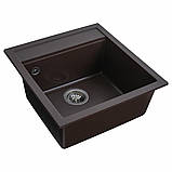 Гранітна мийка для кухні Platinum 5149 FIESTA матова Мокко, фото 2