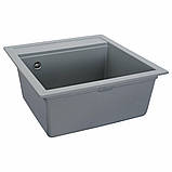 Гранітна мийка для кухні Platinum 5149 FIESTA матова Сірий металік, фото 3