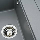 Гранітна мийка для кухні Platinum 5149 FIESTA матова Сірий металік, фото 4