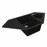 Гранітна мийка для кухні Platinum 9950 PANDORA матова Чорна GOLD, фото 2