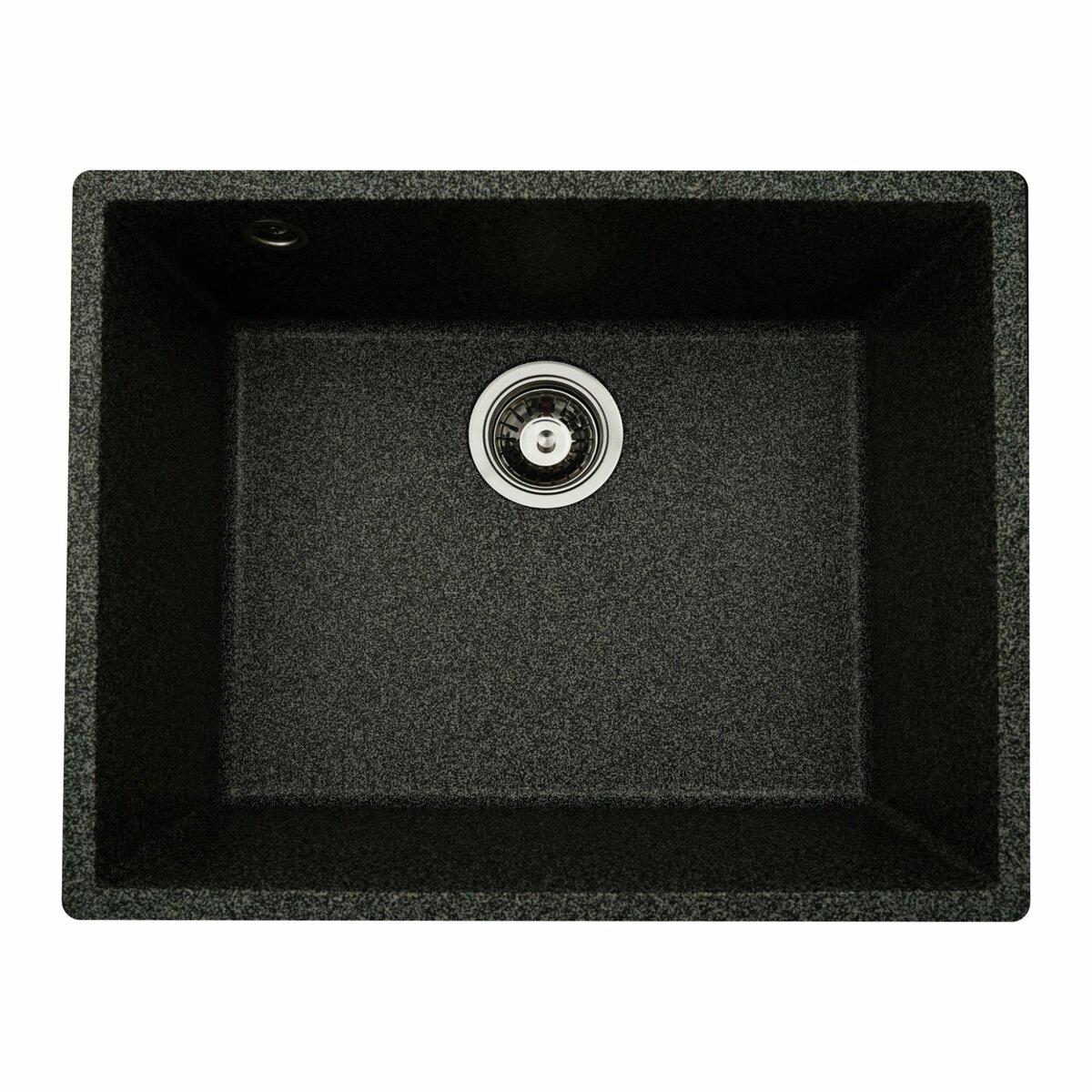 Гранітна мийка для кухні Platinum 5444 OASIS матова Графіт, фото 1