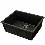 Гранітна мийка для кухні Platinum 5444 OASIS матова Графіт, фото 5