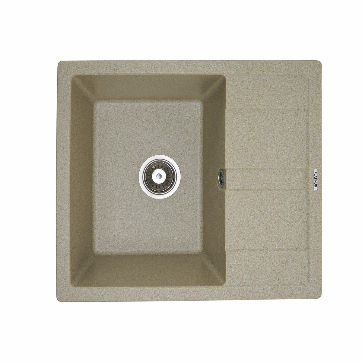 Гранітна мийка для кухні Platinum 5851 ARIA матова Беж, фото 1