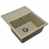 Гранітна мийка для кухні Platinum 5851 ARIA матова Беж, фото 2