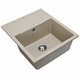 Гранітна мийка для кухні Platinum 5851 ARIA матова Сафарі, фото 2