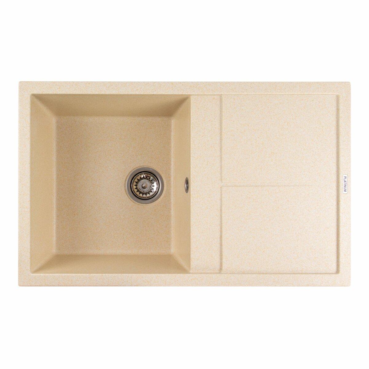 Гранітна мийка для кухні Platinum 7950 Selena матова Пісок, фото 1