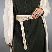 Ремінь жіночий шкіряний у два обороти SF-2501 молочний (180-230 см)