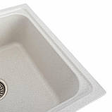 Гранітна мийка для кухні Platinum 7950 Equatoria матова Біла в крапку, фото 4