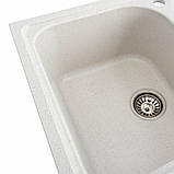 Гранітна мийка для кухні Platinum 7950 Equatoria матова Біла в крапку, фото 5