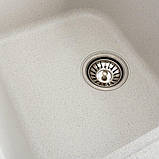Гранітна мийка для кухні Platinum 7950 Equatoria матова Біла в крапку, фото 6