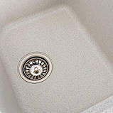 Гранітна мийка для кухні Platinum 7950 Equatoria матова Біла в крапку, фото 7