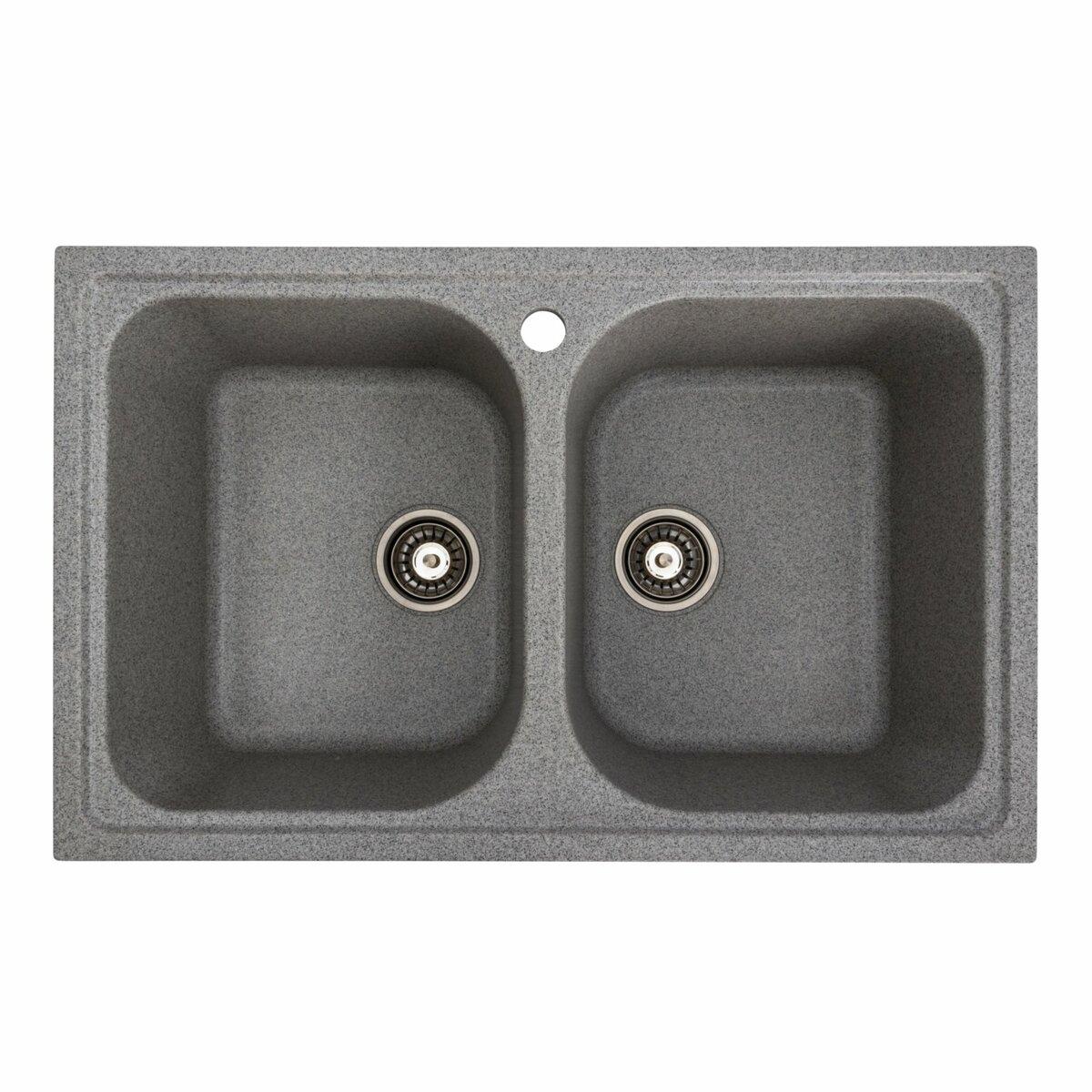 Гранітна мийка для кухні Platinum 7950 Equatoria матовий Сірий, фото 1