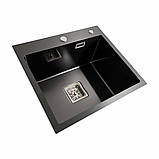 Мийка Platinum Handmade PVD HSBB 50*45 чорна (квадратний сифон 3,0/1,0), фото 3