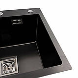 Мийка Platinum Handmade PVD HSBB 50*45 чорна (квадратний сифон 3,0/1,0), фото 4