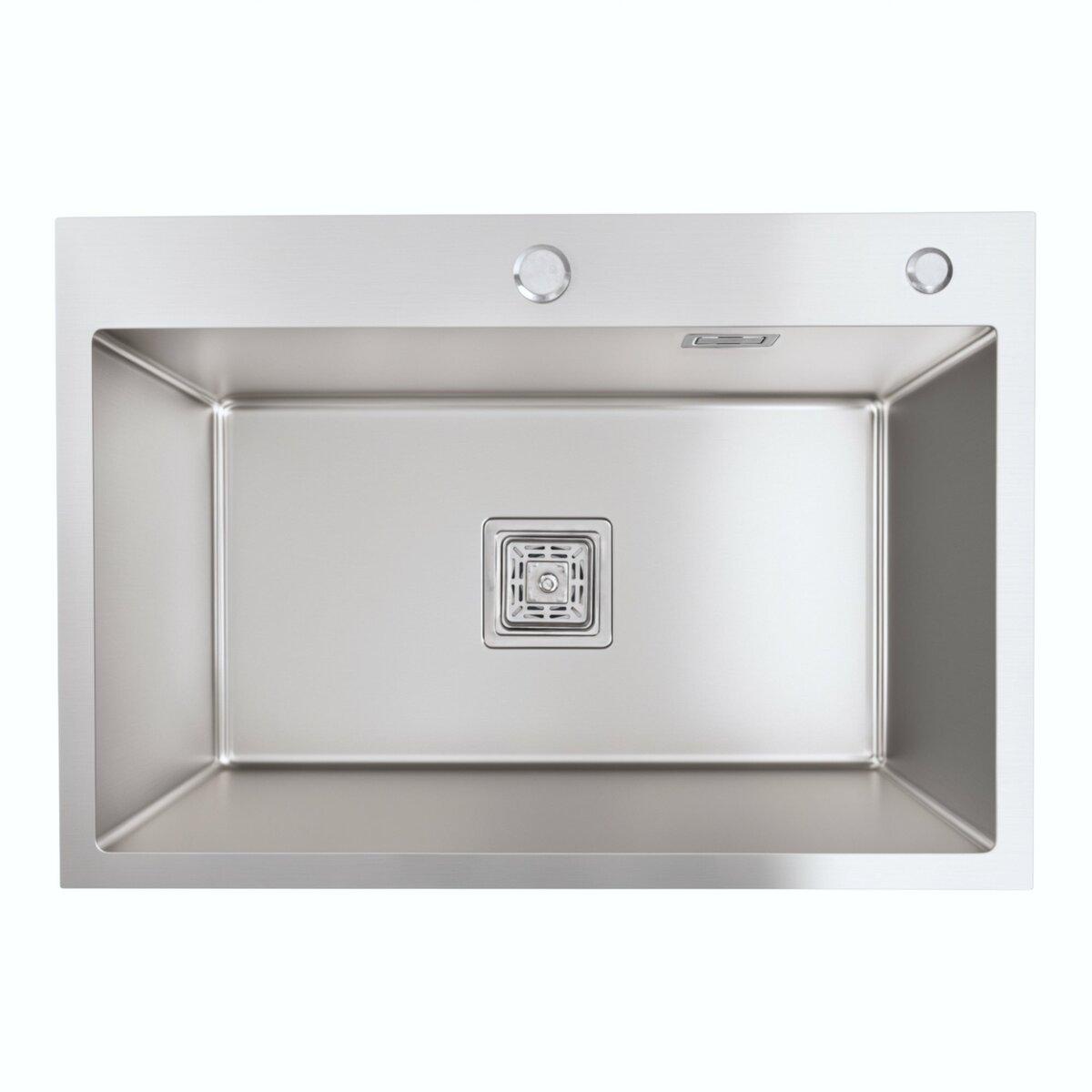 Мийка Platinum Handmade HSB 650х450х230 нержавійка (квадратний сифон 3,0/1,0), фото 1