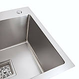 Мийка Platinum Handmade 780х430х220 R нержавійка (квадратний сифон,3.0/1.0), фото 3