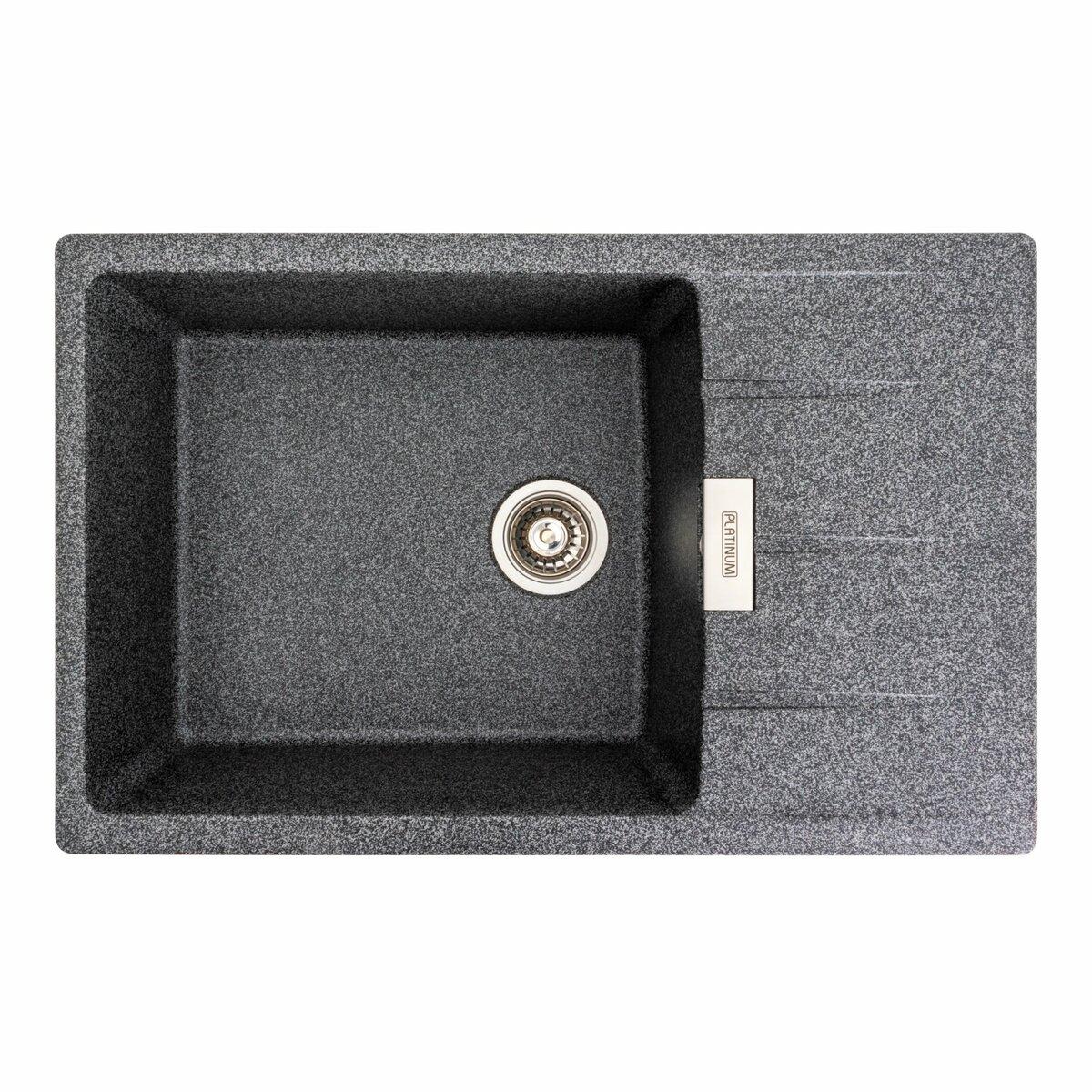 Гранітна мийка для кухні Platinum 7850 ROMA матова (графіт), фото 1
