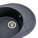 Гранітна мийка для кухні Platinum 5847 ONYX матова (графіт), фото 2