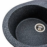 Гранітна мийка для кухні Platinum 5847 ONYX матова (графіт), фото 5