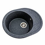 Гранітна мийка для кухні Platinum 5847 ONYX матова (графіт), фото 6