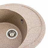 Гранітна мийка для кухні Platinum 5847 ONYX матова (карамель), фото 3