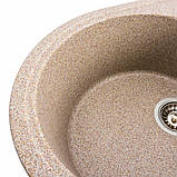 Гранітна мийка для кухні Platinum 5847 ONYX матова (карамель), фото 4