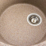Гранітна мийка для кухні Platinum 5847 ONYX матова (карамель), фото 5