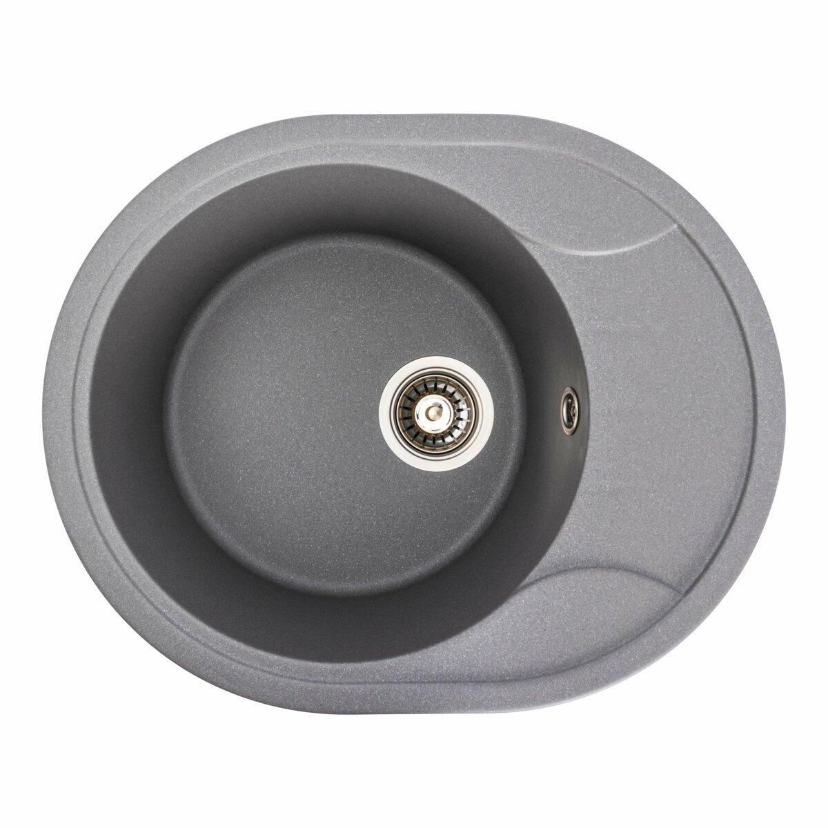 Гранітна мийка для кухні Platinum 5847 ONYX матова (сірий мусон), фото 1