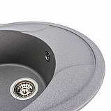 Гранітна мийка для кухні Platinum 5847 ONYX матова (сірий мусон), фото 2