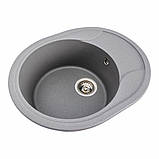 Гранітна мийка для кухні Platinum 5847 ONYX матова (сірий мусон), фото 7