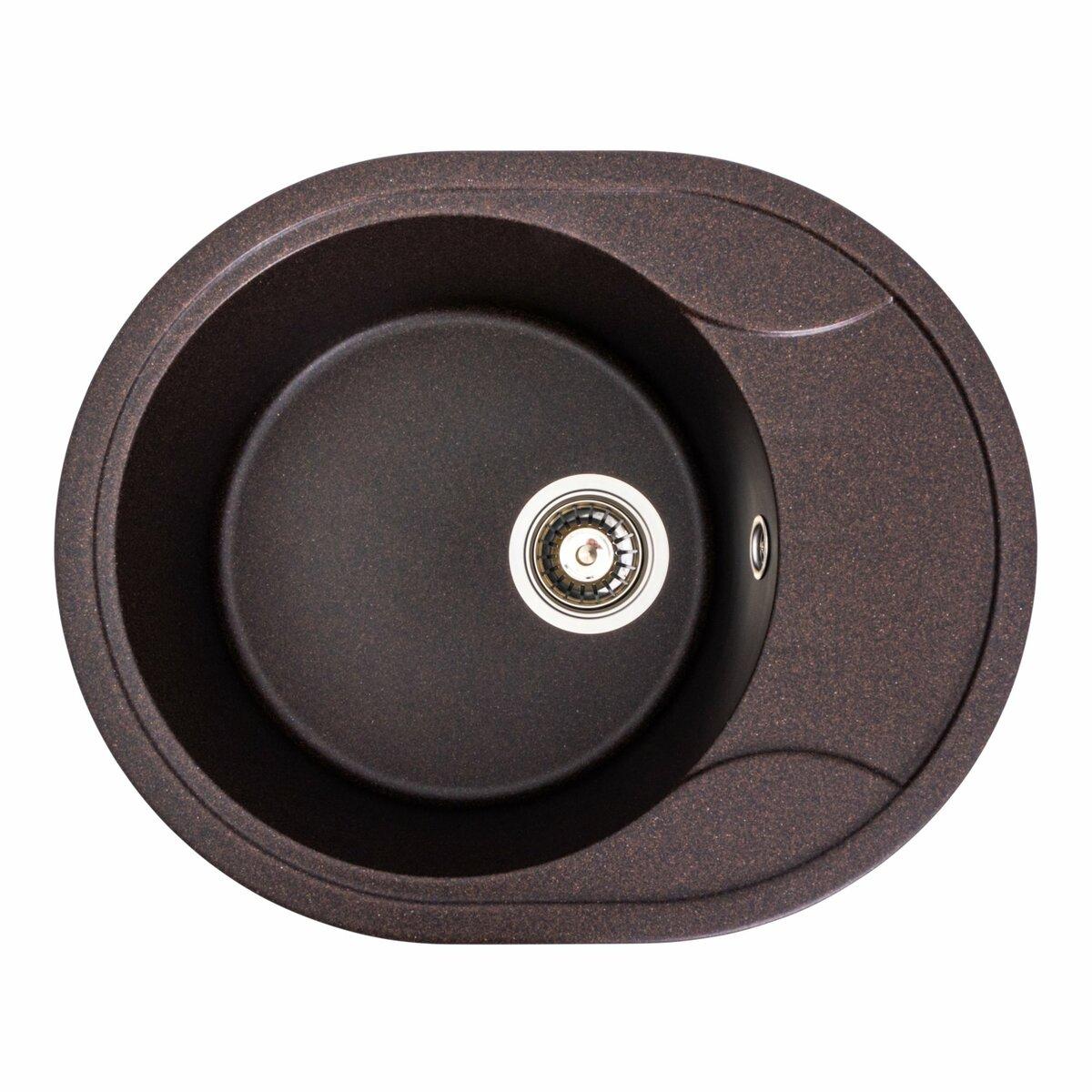 Гранітна мийка для кухні Platinum 5847 ONYX матова Шоколад, фото 1