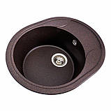 Гранітна мийка для кухні Platinum 5847 ONYX матова Шоколад, фото 2