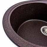 Гранітна мийка для кухні Platinum 5847 ONYX матова Шоколад, фото 5